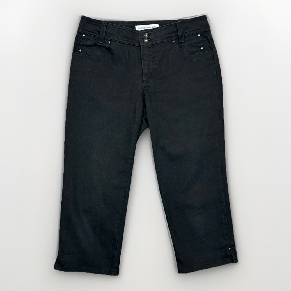 Chico's Womens Slim Capri Jeans Size 0 (S) Black Platinum Denim Ultimate Fit GUC
